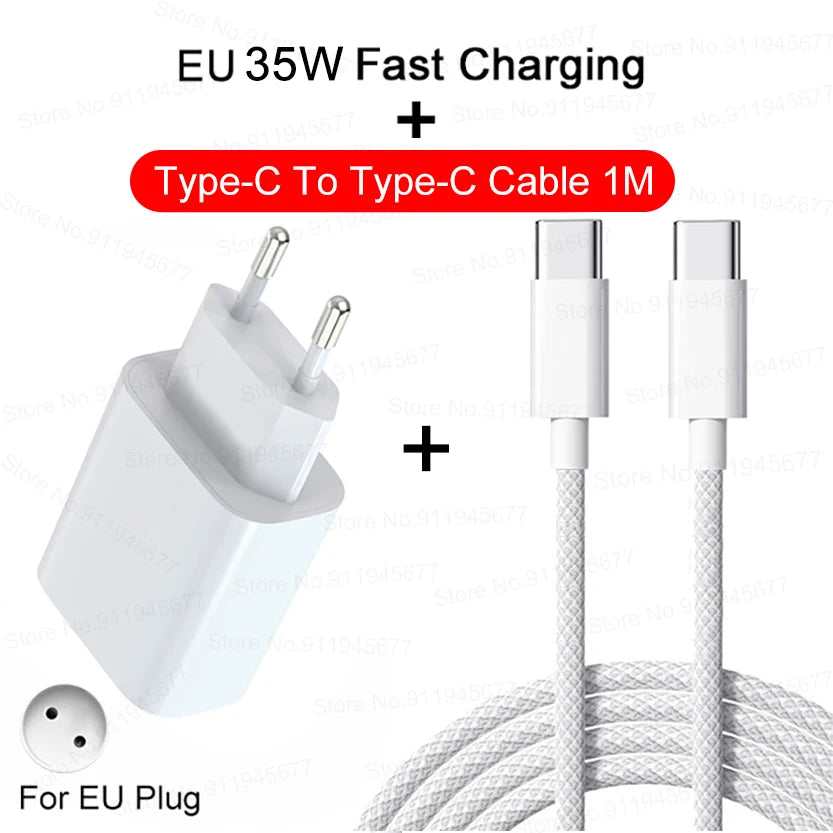 PD 35W Fast Charger For iPhone 11 12 13 14 15 Pro Max Fast Charging Cable For iPhone 15 Plus USB Type C Data Line Phone Charger