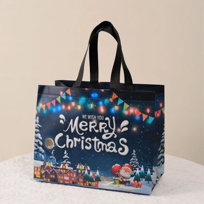 2024 Christmas Non Woven Bag Wholesale Tote Bag Cartoon Santa Claus Snowman Eco Bag Folding Storage Bag Gift Bag Party Supplies