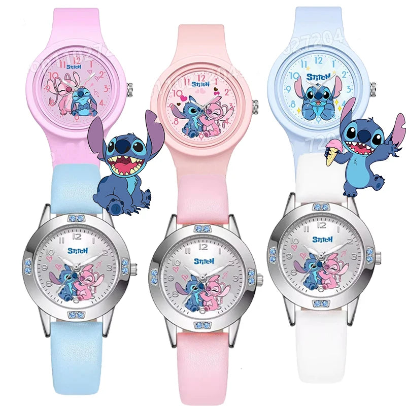 10 Styles Disney Stitch Girls Watch Cartoon Stich Round Silicone Strap Analog Digital Watch Boys Children Toys Birthday Gifts