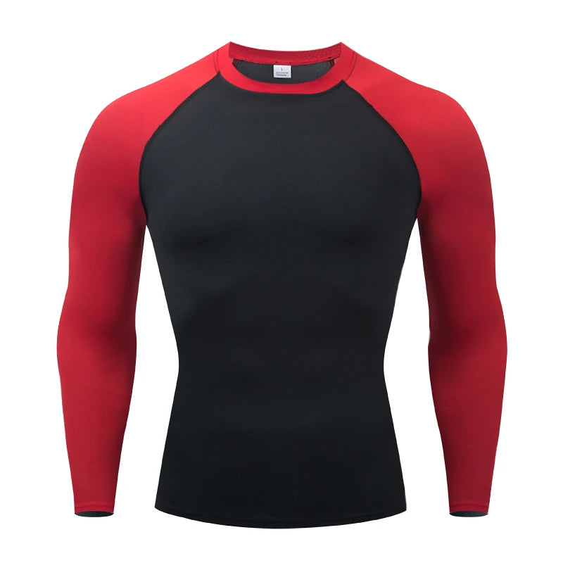 Mens Sport Compression Sweatshirt Gym Tight Running Tops for Fitness T-shirt Muscle Training Clothes Jogging Rashguard Dry Fit