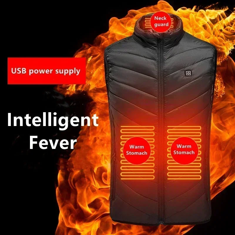 21 Zone Heating Vest Men's USB Infrared Thermal Jacket Smart Heating Clothes New Winter Cold-proof Thick Sleeveless Coat Hiking