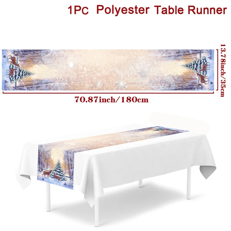 2024 Christmas Table Runners Merry Christmas Decoration for Home Tablecloth Table Cover Xmas Gifts Navidad Noel New Year 2025