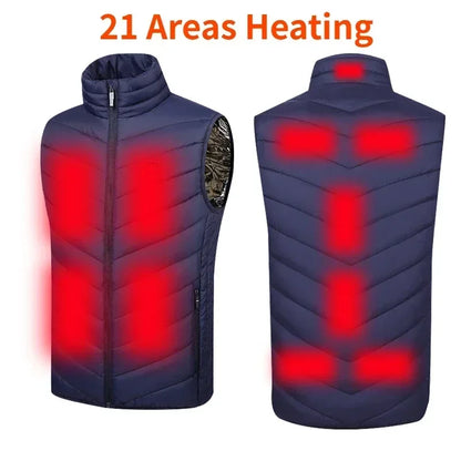 21 Zone Heating Vest Men's USB Infrared Thermal Jacket Smart Heating Clothes New Winter Cold-proof Thick Sleeveless Coat Hiking