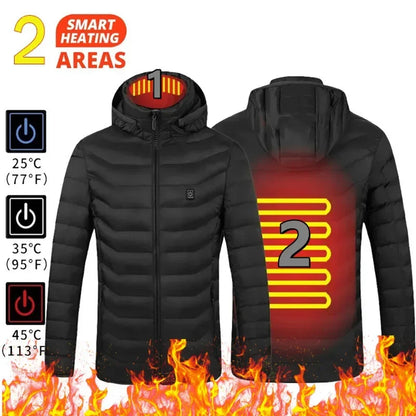 21/2 Areas Heated Jacket Women's Warm Vest USB Men's Heating Jacket Heated Vests Coat Hunting Hiking Camping Autumn Winter Male