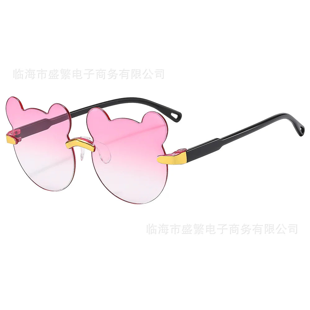 Kids Sun Sunglasses Bear Shape Children Glasses Trendy Girls Cartoon Eyeglasses Shades Driver Anti-Glare Boys Cartoon Sunglasses