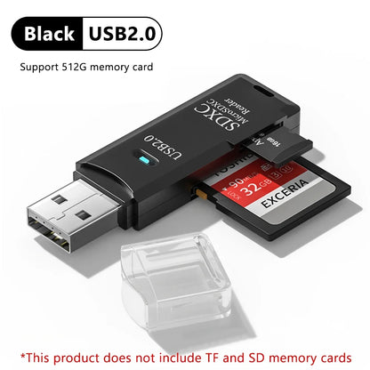 2 IN 1 Card Reader USB 3.0 Micro SD TF Card Memory Reader High Speed Multi-card Writer Adapter Flash Drive Laptop Accessories