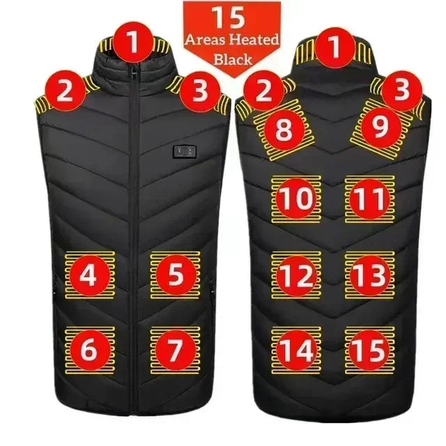 21 Zone Heating Vest Men's USB Infrared Thermal Jacket Smart Heating Clothes New Winter Cold-proof Thick Sleeveless Coat Hiking