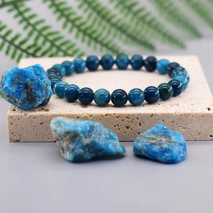 Original Reiki Blue Apatite Beads Bracelets Men Women Natural Stone Blood Circulation Stimulate Enthusiasm Health Care Jewelry