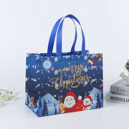 2024 Christmas Non Woven Bag Wholesale Tote Bag Cartoon Santa Claus Snowman Eco Bag Folding Storage Bag Gift Bag Party Supplies