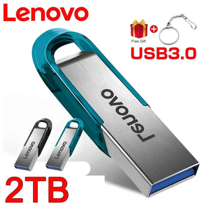 Lenovo Usb Flash Drive 2TB 1TB USB 3.0 Waterproof High Speed USB Stick Portable 128GB SSD 512GB Metal Pendrive U Disk Memories