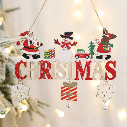 2024 Wooden Christmas Pendants Door Wall Xmas Decor Christmas Tree Hanging Ornaments Happy New Year 2025 Naviidad Decor For Home