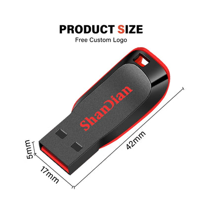 High -capacity speed USB Flash Drives 2.0 128GB 64GB Black Free Keychain Pen Drive 32GB Storage Memory Stick Mini Business Gift