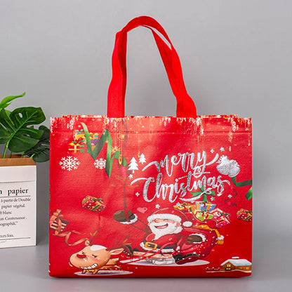 2024 Christmas Non Woven Bag Wholesale Tote Bag Cartoon Santa Claus Snowman Eco Bag Folding Storage Bag Gift Bag Party Supplies