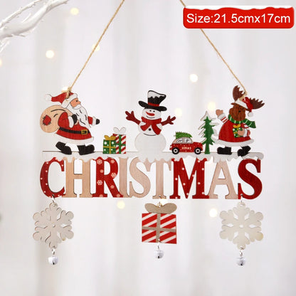 Gnome Santa Claus Wooden Hanging Ornament 2024 Merry Christmas Decoration for Home Door Xmas Tree Pendants Navidad New Year 2025