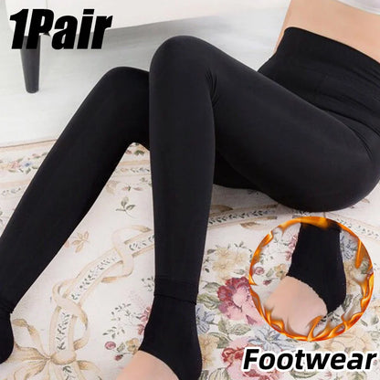 Women Winter Leggings Warm Leggins High Waist Solid Color Velvet Women Thickened Velvet Leggings Stretchy Black Leggings