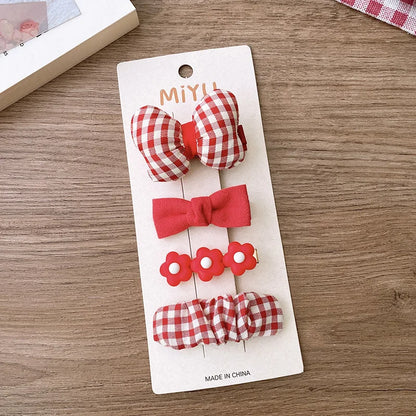 2/4PCS Red Hair Pins for Girls Fabric Bow Bangs Clips Christmas Baby Hair Accessories Knitted Sweet Korean Hair Clip Kids Gifts