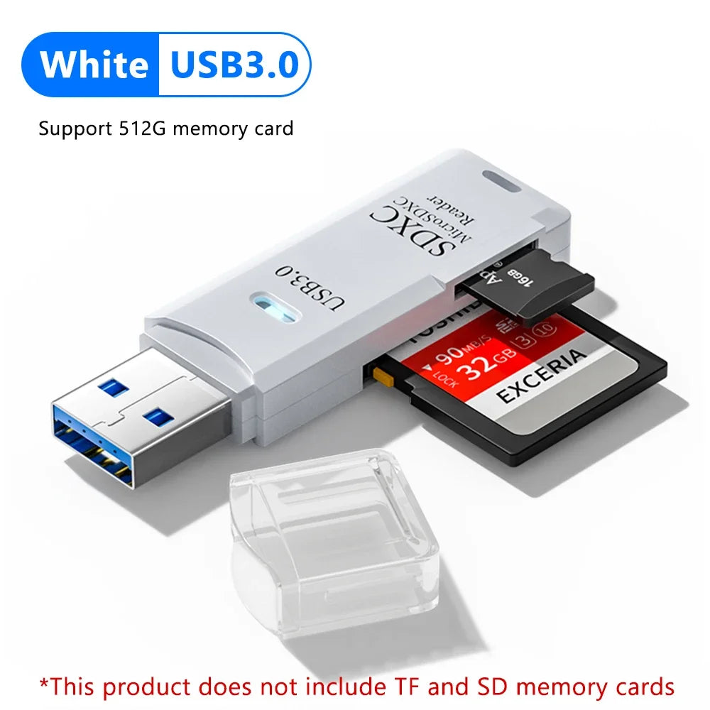 2 IN 1 Card Reader USB 3.0 Micro SD TF Card Memory Reader High Speed Multi-card Writer Adapter Flash Drive Laptop Accessories