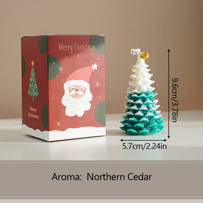 Merry Christmas Candle 3D Xmas Tree Shaped Atmosphere Candle Ornaments for Christmas Navidad New Year Party Home Decor Xmas Gift