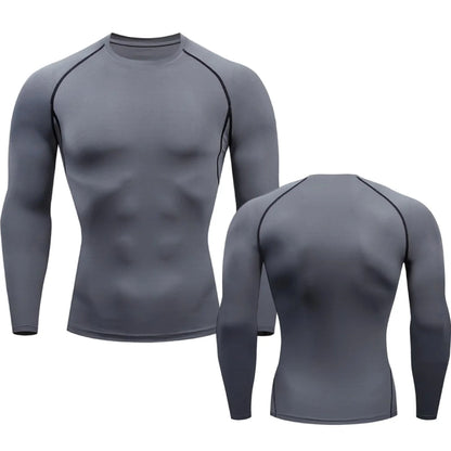 Mens Sport Compression Sweatshirt Gym Tight Running Tops for Fitness T-shirt Muscle Training Clothes Jogging Rashguard Dry Fit