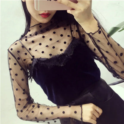 New Transparent See Through Shirt Women Sexy Harajuku Mesh Tops Net Undershirt Star Base Top Camisas Femininas Clubwear SheerTee