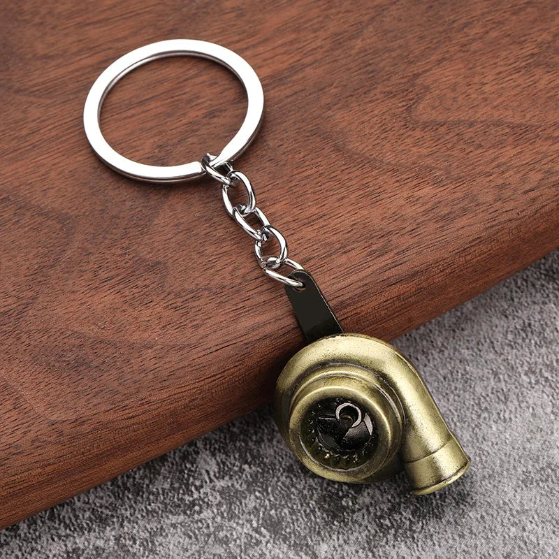 Creative Car Turbo Turbocharger Keychain Metal Automotive Spinning Turbine Keyring Car Interior Accessories Jewelry Gifts New