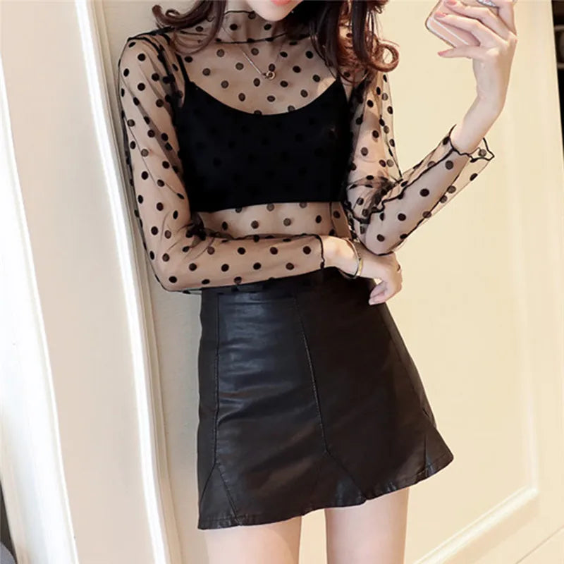 New Transparent See Through Shirt Women Sexy Harajuku Mesh Tops Net Undershirt Star Base Top Camisas Femininas Clubwear SheerTee