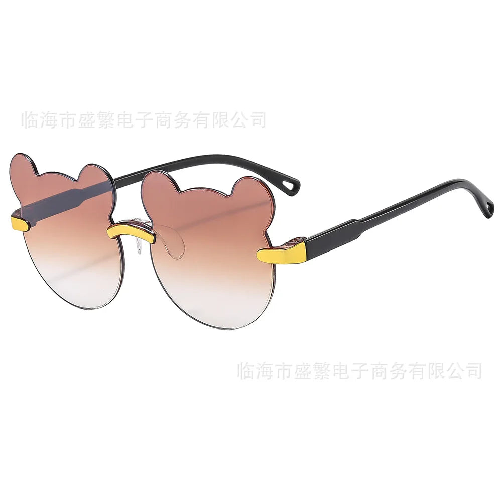 Kids Sun Sunglasses Bear Shape Children Glasses Trendy Girls Cartoon Eyeglasses Shades Driver Anti-Glare Boys Cartoon Sunglasses