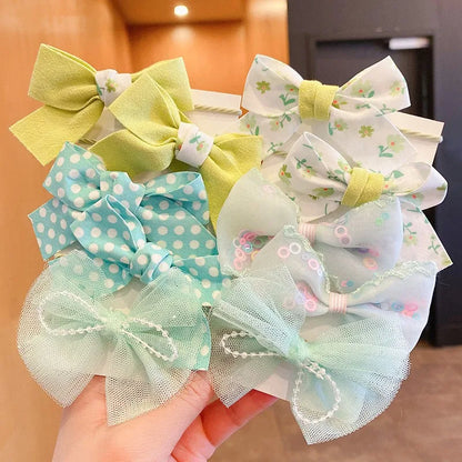 10Pcs/Set Big Bow Flower Elastic Hairbands Children Girls Sweet Hair Ties Fashion Headbands Hair Accessories Rubber Band For Kid