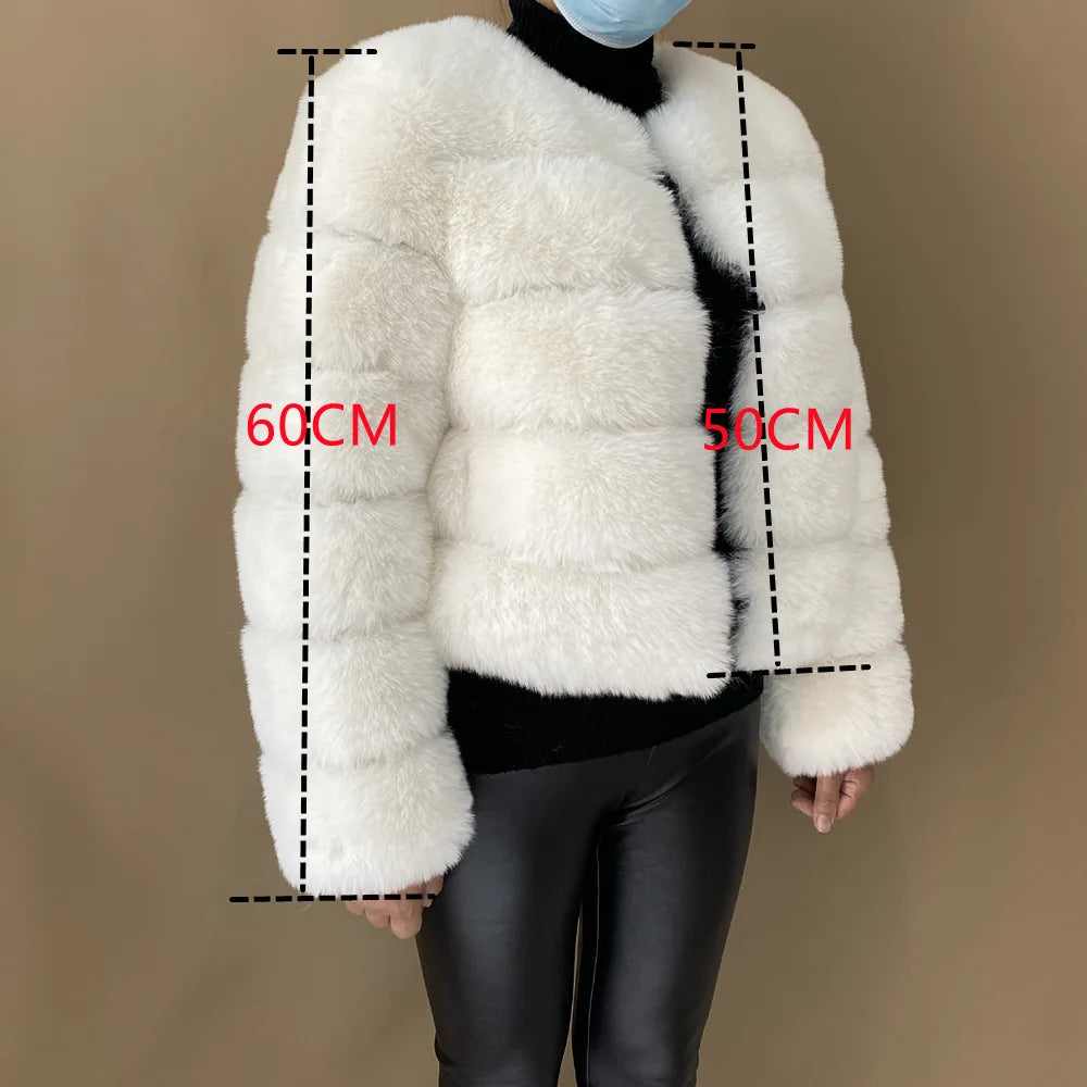 2024 Women Faux Fur Coat Autumn Winter High Quality Fluffy Short Coat Faux Fox Fur Jacket  Ladies furry Fashion Tops