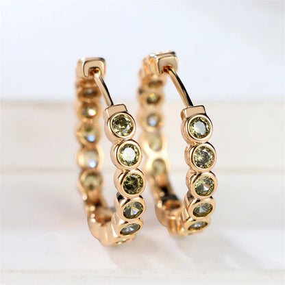 Luxury Female Small Black Round Earrings Charm Gold Color Earrings For Women Trendy Zircon Stone Wedding Clip Earrings