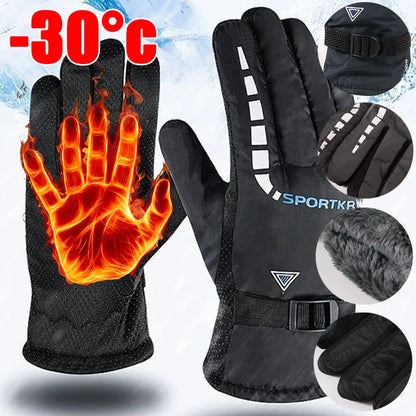 Outdoor Winter Warm Thermal Cycling Gloves Waterproof Antislip Sports Ski Cycling Motocycle Warm Gloves Unisex Moto Accessories