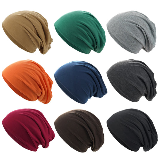 1Pack Solid Color Unisex Men Women Slouchy Beanie Hip-Hop Soft Cotton Cap Lightweight Running Beanie Adult Dwarf Hat