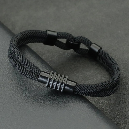 New Stylish Grade A 4mm Rope Bracelet For Men Magnet Buckle Nautical Wrap Braclet Bangle Cycling Hand Accessories Pulseria Homme