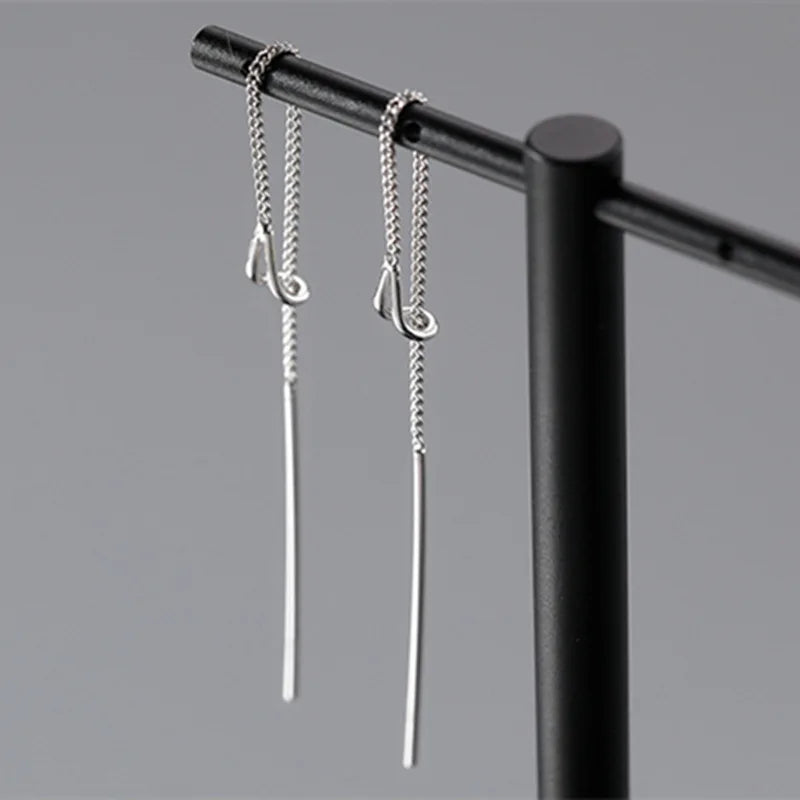 Drop Ear Line Long Hanging Earrings for Women Rose Gold Color Zircon Crystal Piercing Threader Earing Ear Accessories Jewelry