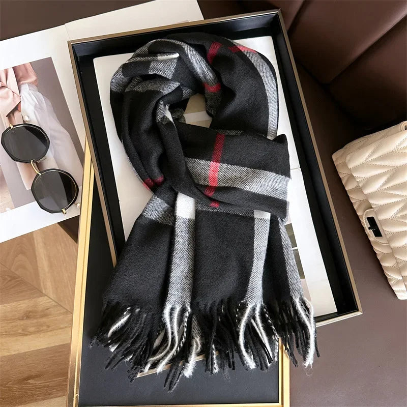 Autumn Winter Fashion Cashmere Imitation Scarf Men Women Warm Thickening Shawl Neckerchief Scarves Accessories Bufanda Tassel