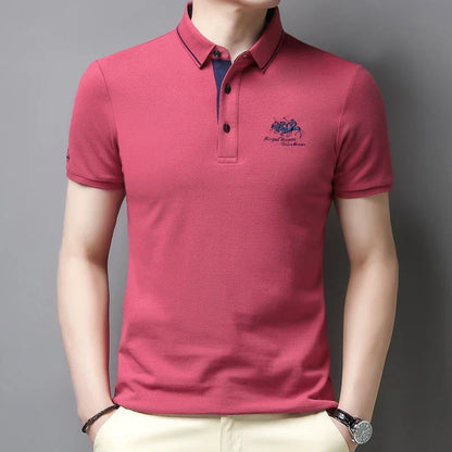 Men's Embroidered Casual Fashion Short Sleeved POLO Shirt Summer Comfortable Top