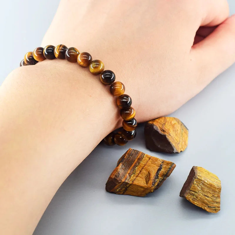 5A Natural Tiger Eye Bracelets Men Women Charm Natural Stone Jewelry Health Protection Soul Healing Couple Crystal Bead Bracelet