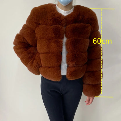 2024 Women Faux Fur Coat Autumn Winter High Quality Fluffy Short Coat Faux Fox Fur Jacket  Ladies furry Fashion Tops