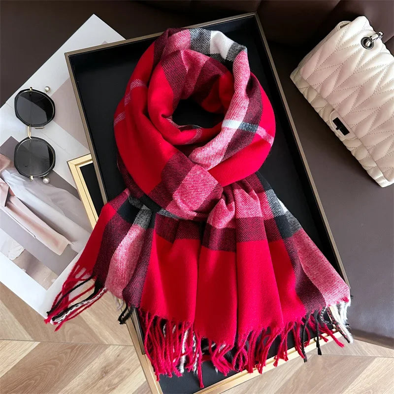 Autumn Winter Fashion Cashmere Imitation Scarf Men Women Warm Thickening Shawl Neckerchief Scarves Accessories Bufanda Tassel