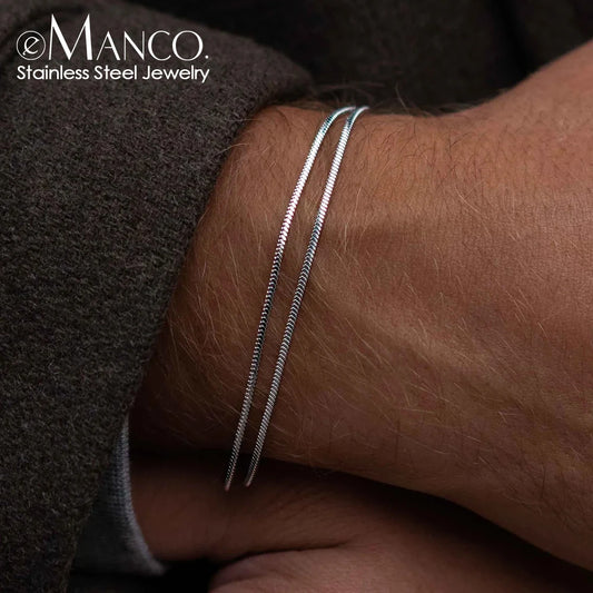 eManco 1.5MM Square chain Bracelet Men's Titanium steel Bracelet simple  Simple new Jewelry Wholesale direct Marketing