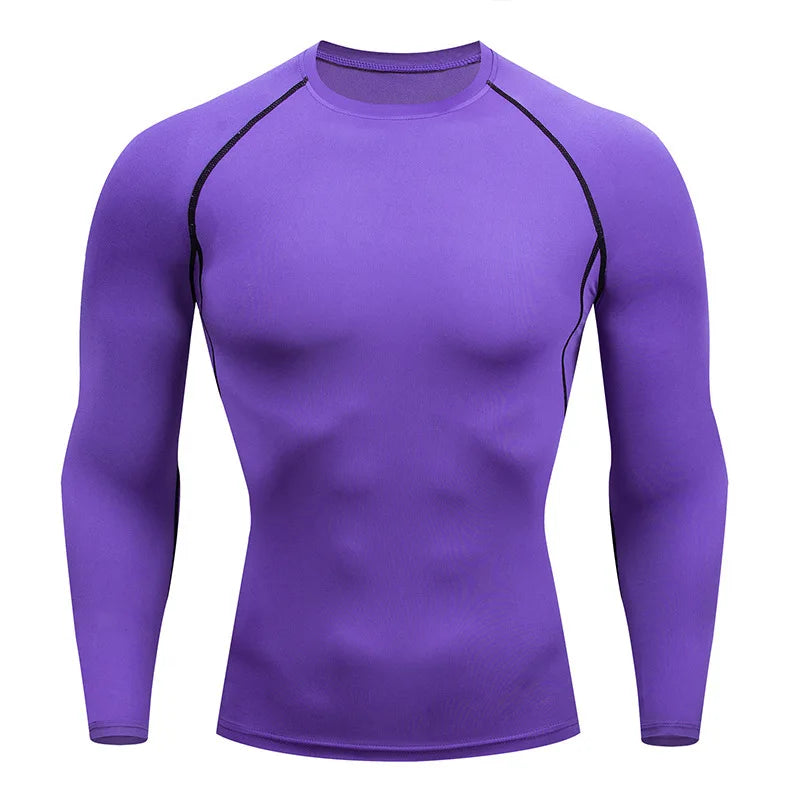 Mens Sport Compression Sweatshirt Gym Tight Running Tops for Fitness T-shirt Muscle Training Clothes Jogging Rashguard Dry Fit