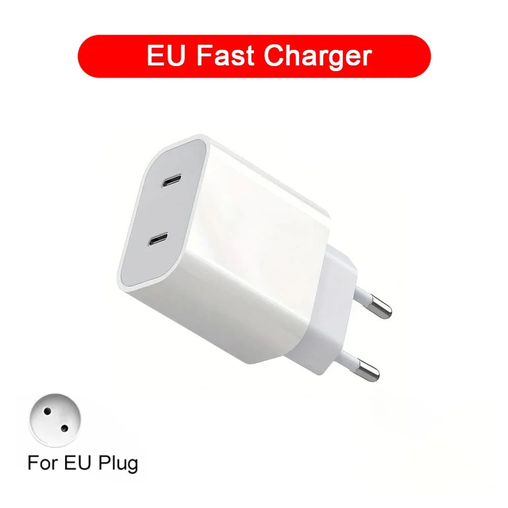 40W USB PD Charger 2 Ports Type C Quick Charge EU/US Plug For iPhone15 Huawei Samsung Xiaomi Fast Charging Phone Charger Adapter