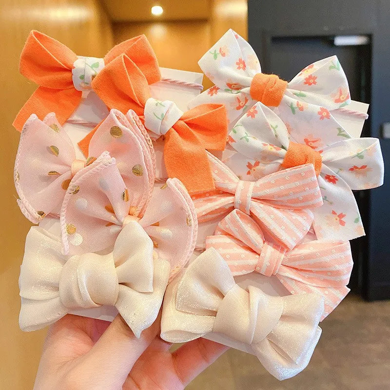 10Pcs/Set Big Bow Flower Elastic Hairbands Children Girls Sweet Hair Ties Fashion Headbands Hair Accessories Rubber Band For Kid