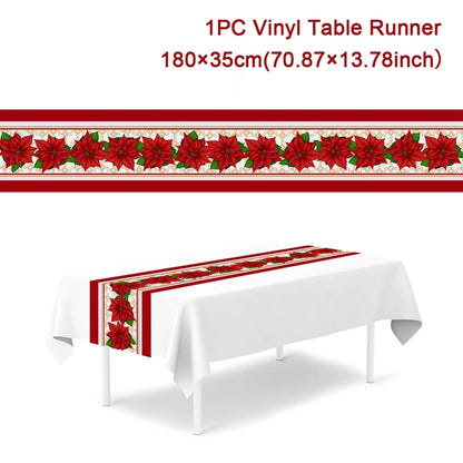 2024 Christmas Table Runners Merry Christmas Decoration for Home Tablecloth Table Cover Xmas Gifts Navidad Noel New Year 2025