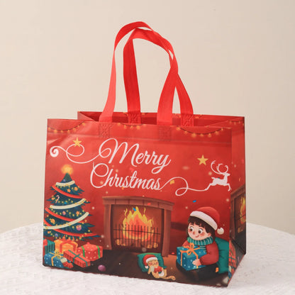 2024 Christmas Non Woven Bag Wholesale Tote Bag Cartoon Santa Claus Snowman Eco Bag Folding Storage Bag Gift Bag Party Supplies