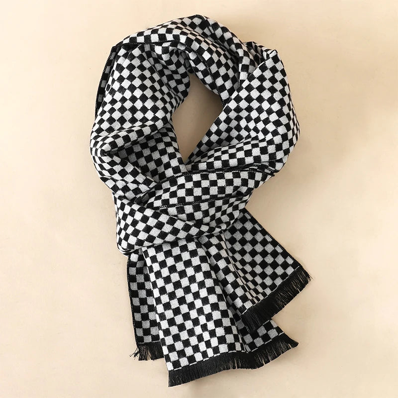 NEW Fashion Winter Men's Cotton Scarf Warm Neckerchief Patchwork Striped Scarves Soft Long Casual Male Bufanda Pashmina Shawl