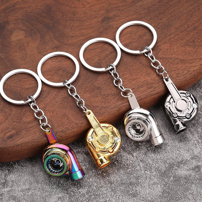 Creative Car Turbo Turbocharger Keychain Metal Automotive Spinning Turbine Keyring Car Interior Accessories Jewelry Gifts New