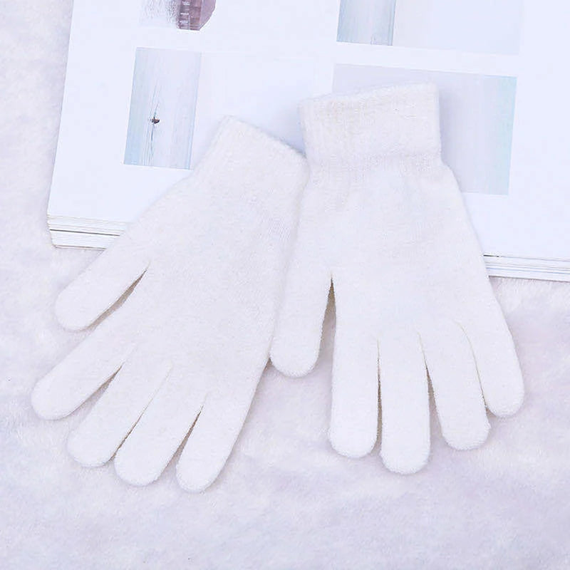 Women Cashmere Knitted Gloves Autumn Hand Warmer Winter Thicken Lining Full Fingered Mittens Skiing Short Wrist Gloves Warm