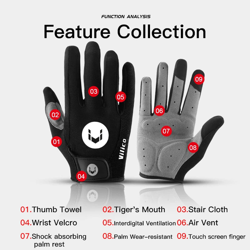 MTB Bike Sports Cycling Gloves Full Finger Men Women Running Fitness Gym Spring Summer Riding Motorcycle Hiking Gloves