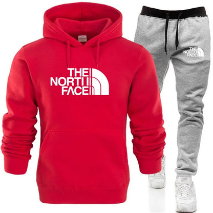 Winter Hoodie Sets Men Fashion Fleece Red Hoodies Black Brand Pants Casual Jogger Suit Tracksuit Sweatshirt Woman Pullover